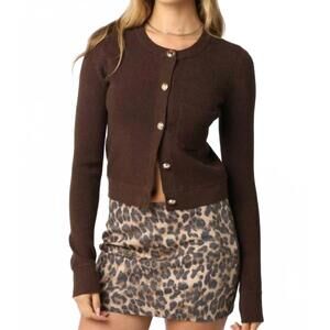 NEW OLIVACEOUS taryn knit button top in brown